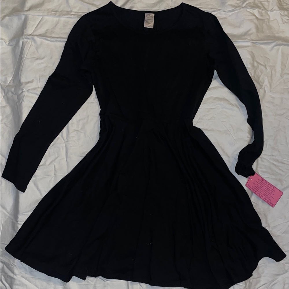 Kids Long Sleeve Black Dress